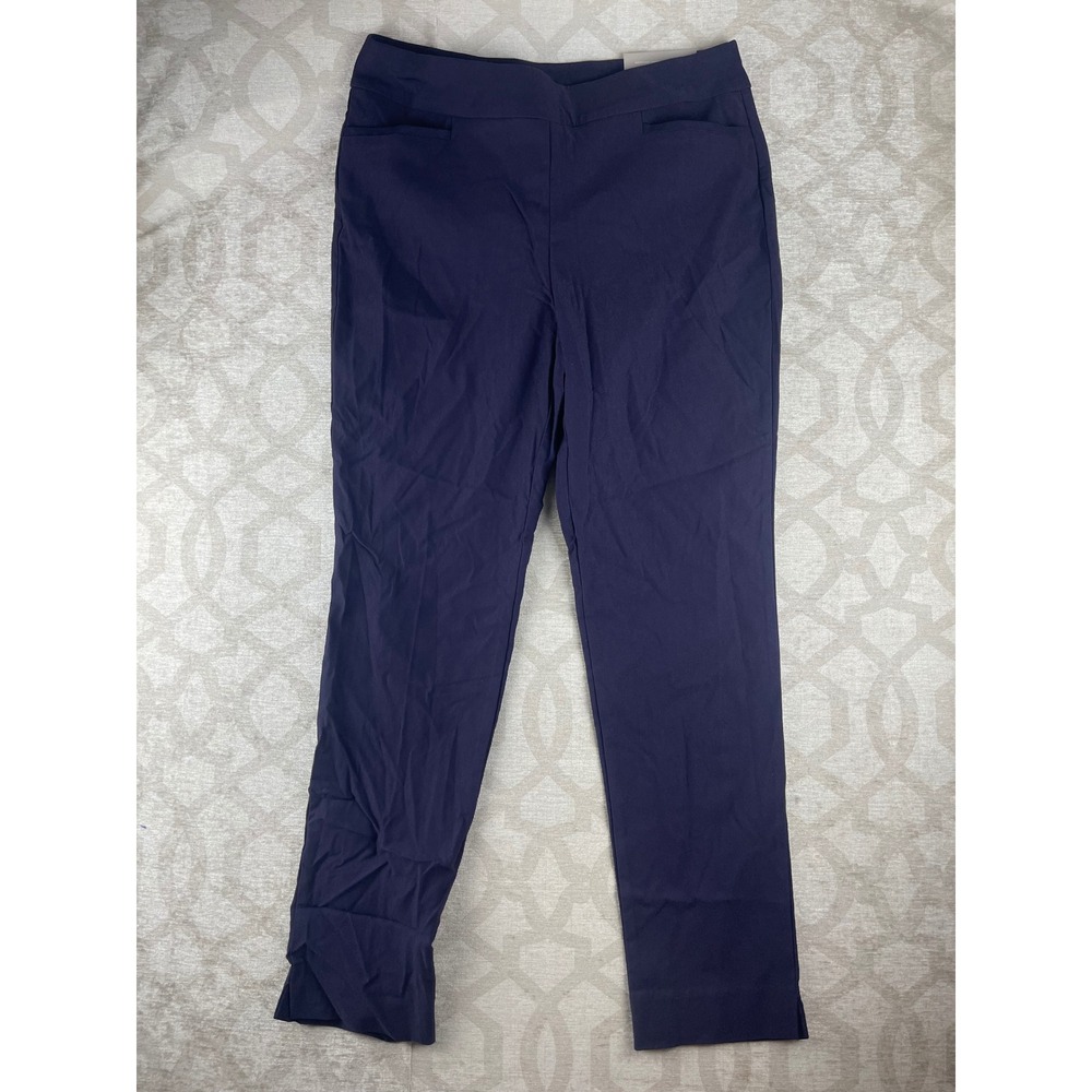 Chico's So Slimming Brigitte Women 6 Dark Purple NWT Stretch Slit Ankle Pants